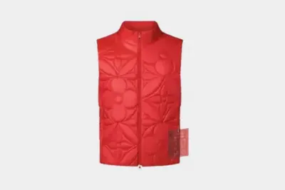 LVSE Padded Monogram Flower Gilet Rio Red