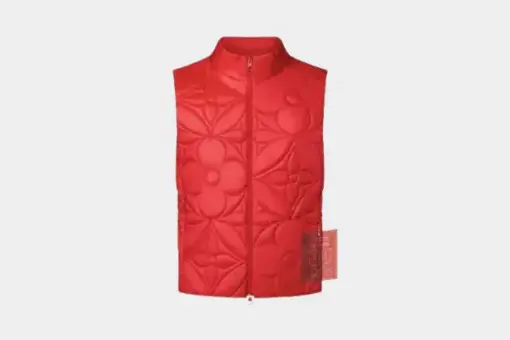 LVSE Padded Monogram Flower Gilet Rio Red