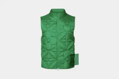 LVSE Padded Monogram Flower Gilet Green