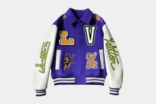 LV Virgil Abloh Purple Varsity Jacket