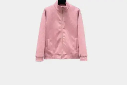 LV Monogram Debossed Leather Tracksuit Jacket Pink