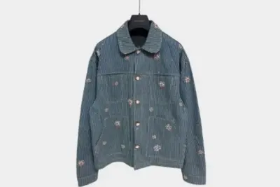 LV Embellished Workwear Jacket Light Blue