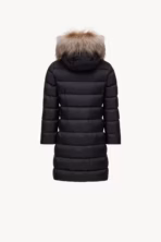 Moncler Leersie Hooded Shearling-Trimmed Long Down Jacket Black - Image 2