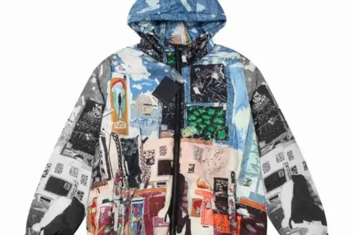 LV Patchworked Oversized Hooded Blouson Jacket