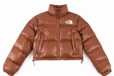 The North Face Nuptse Cropped Puffer Jacket Brown