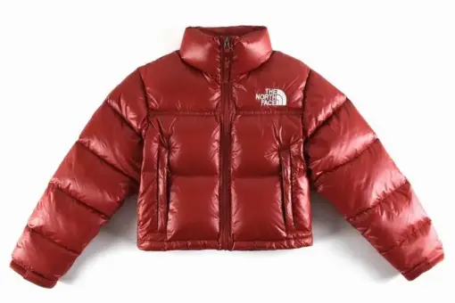 The North Face Nuptse Cropped Puffer Jacket Burgundy