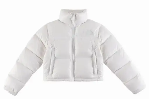 The North Face Nuptse Cropped Puffer Jacket White