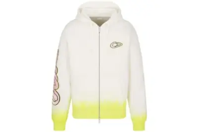 Dior x KAWS Hooded Sweatshirt White and Yellow Cotton Fleece