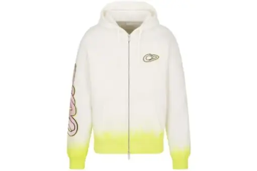 Dior x KAWS Hooded Sweatshirt White and Yellow Cotton Fleece