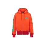 Dior x KAWS Hooded Sweatshirt Orange and Red Cotton Fleece