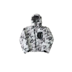 Corvidea Snow Camo Puffer Jacket – Luxury Asymmetric Streetwear Camo Puffer