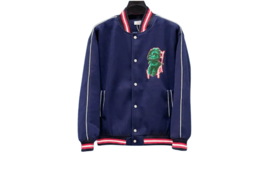 Dior Varsity Jacket Blue Wool-Blend Felted Jersey