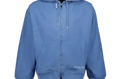 Dior Logo Homme Embroidered Zip-Up Jacket Blue