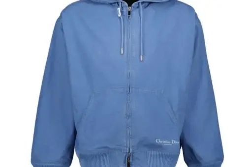 Dior Logo Homme Embroidered Zip-Up Jacket Blue