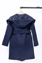 LV Reversible Signature Short Hooded Wrap Coat Full Blue - Image 2