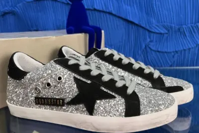 Golden Goose Super-Star Sneakers Glitter Silver/ Black