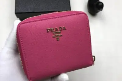 Prada Saffiano Bi-fold Wallet Leather Hot Pink