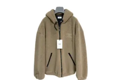 Celine Homme Logo-Embroidered Fleece Hooded Jacket