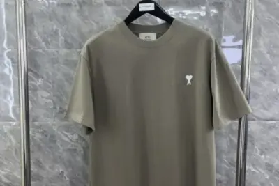 Ami Paris logo-embroidered T-shirt Khaki