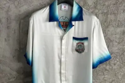 CASABLANCA Casa Way Skate Silk Shirt Blue