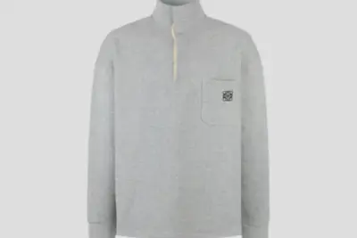 Loewe Half-Zip Sweatshirt In A Grey Cotton Blend