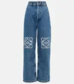 Loewe Anagram High Rise Wide Leg Jeans Blue