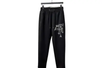 Amiri Sweatpant Black Embroidered White Logo Designed