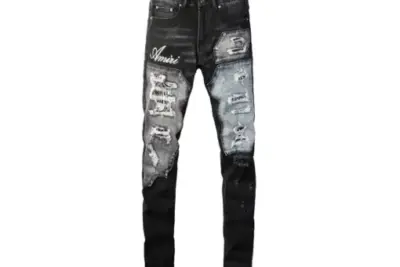 Amiri Varsity Ripped Jeans Black Gray