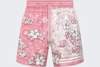 AMIRI Bandana Floral Shorts Flamingo Pink
