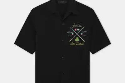 AMIRI POOL CUE BOWLING SHIRT BLACK