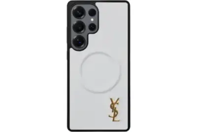 YSL Prime White Samsung Magsafe Design Case Gold Logo
