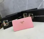 Prada Blue Bi-Fold Zip Wallet Pink