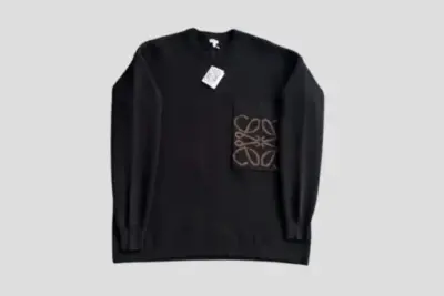 Loewe Anagram Pocket Sweater In A Cotton Blend In Black