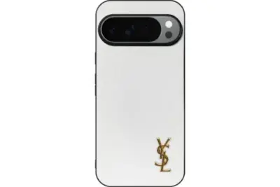 YSL Prime White Pixel Case Gold Logo