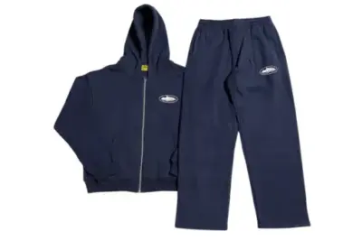 Corteiz Alcatraz Island Puff Print Tracksuit Navy Blue