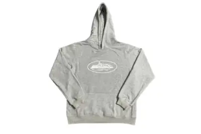 Corteiz Alcatraz Hoodie Gray With White Monogram