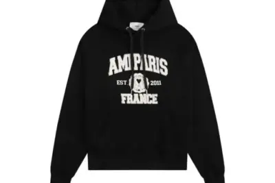 Ami Paris Black Logo Print Hoodie