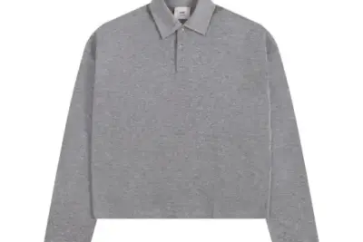 Ami Long Sleeve Polo Shirt Gray