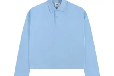Ami Long Sleeve Polo Shirt Sky Blue