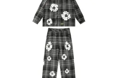 Denim Tears Wreath Pajama Shirt and Pants Black Check