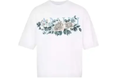 AMIRI Floral Logo Knitted Crewneck Tee White