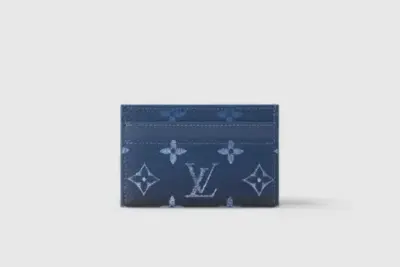 LV Double Card Holder Blue
