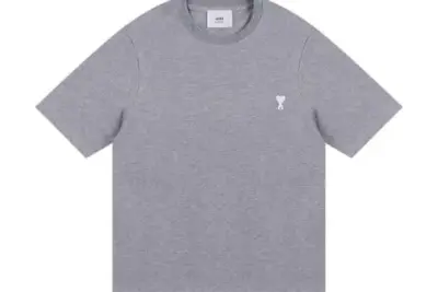 AMI Paris Cropped T-Shirt Gray