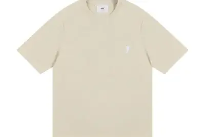 AMI Paris Cropped T-Shirt Cream White