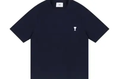 AMI Paris Cropped T-Shirt Navy Blue