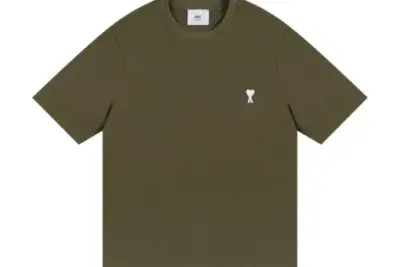 AMI Paris Cropped T-Shirt Olive Green