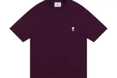 AMI Paris Cropped T-Shirt Maroon