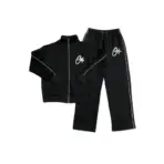 Corteiz Velour Reflective Tracksuit Black