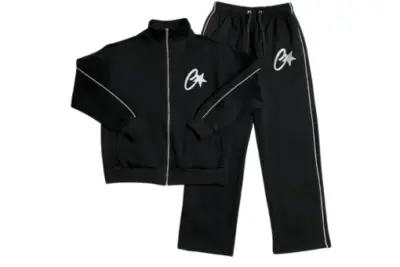 Corteiz Velour Reflective Tracksuit Black