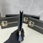 Prada Blue Bi-Fold Zip Wallet Navy Blue - Image 3